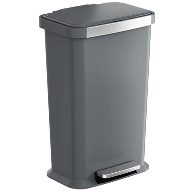 13.2 Gallon / 50 Liter Step Pedal Trash Can (Gray Plastic)