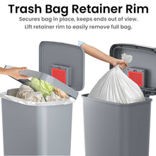 Load image into Gallery viewer, 13.2 Gallon / 50 Liter Step Pedal Trash Can (Gray Plastic) Trash Bag Retainer Rim