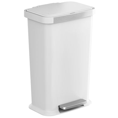 13.2 Gallon / 50 Liter Step Pedal Trash Can (White Plastic)