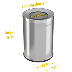 26 Gallon Stainless Steel Round Open Top Trash Can dimensions