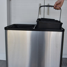 Load image into Gallery viewer, HLS Commercial 16 Gal Dual Bin Sensor Waste Receptacle with Wheels and removable inner buckets