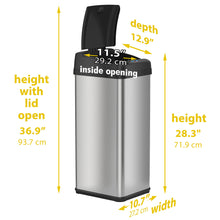 Load image into Gallery viewer, HLS Commercial 13 Gal Sensor Waste Receptacle dimensions