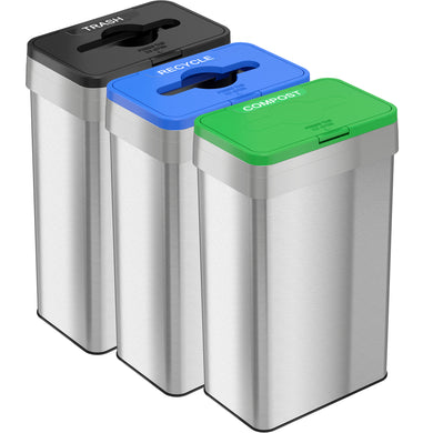 HLS21UOTTRIO Trash Recycle and Compost Bin Set