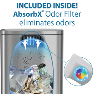 Included inside! AbsorbX Odor Filter eliminates odors