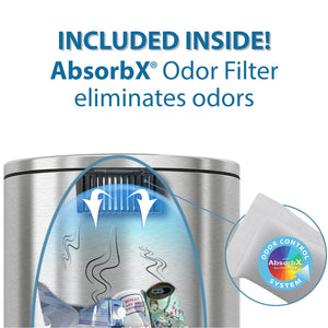 Included inside! AbsorbX Odor Filter eliminates odors
